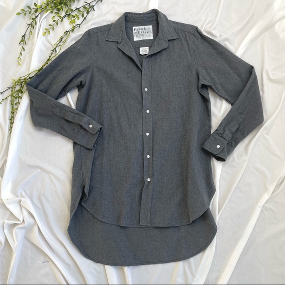 Frank & Eileen Grayson Cotton Oversized Long Length Flannel Button Front Shirt - Picture 5 of 10